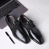 economico Semi-formale-scarpe da uomo con cinturino alla caviglia in pelle sintetica e pelle scamosciata bicolore – eleganti scarpe eleganti con fibbia per occasioni formali