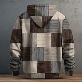 economico felpe 3d da uomo-Per uomo A quadri Felpe Felpa Soprabiti Felpa con cappuccio Girocollo Di tendenza Stampa 3D Feste Per eventi Abbigliamento di strada Grigio A cordoncino Autunno Inverno progettista
