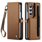 economico Cover Samsung-telefono Custodia Per Piegatura a Z 7 Z Fold 6 Copertura Posteriore Custodia Portafoglio con Supporto Con Cinturino da Polso con portapenne Retrò TPU PC