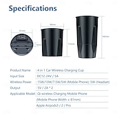 abordables Chargeurs de voiture-Support de chargement sans fil multifonction 4 en 1 pour téléphone Qi et Airpods 3/2/Pro, support de téléphone pour chargeur sans fil compatible avec la voiture