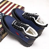 baratos Inverno e botas de neve-Botas masculinas de inverno à prova d&#039;água com cadarço e forro de pele sintética, calçados externos isolados para caminhadas em clima frio e uso casual