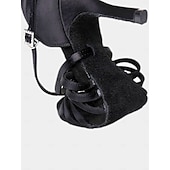 abordables Chaussures de danses latines-sandales de danse holographiques argentées pour femmes avec semelle en daim souple, design à brides croisées et talon bas - idéales pour la salsa, la danse latine et la danse de salon