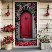 abordables Bannières de Garage et de Porte-Wedding Outdoor Decorations Door Covers Door Tapestry Door Curtain Decoration Backdrop Indoor/Outdoor Door Banner for Front Door Farmhouse Hearts