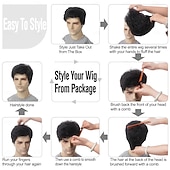 economico Parrucche uomo-parrucca marrone da uomo ragazzo corto a strati costume cosplay festa capelli naturali