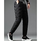 abordables pantalons décontractés-Men's Sherpa Fleece Pants Sweatpants Joggers Trousers Pocket Drawstring Elastic Waist Plain Comfort Warm Sports Outdoor Daily Fashion Casual Black 1# Black Micro-elastic
