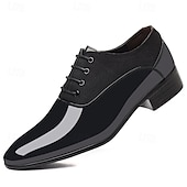 economico Formale-scarpe oxford da uomo in vernice rossa – design formale moderno con chiusura con lacci, ideali per lavoro, feste e occasioni speciali