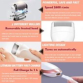 cheap Facial Care Device-Portable Cordless Electric Foot File Hard Skin Callus Remover with 2 Roller And Rechargeable Foot Care Tool for Dry Dead and Cracked Feet