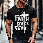 economico Magliette di fede-T-shirt da uomo Bibbia Fede con stampa lettere T-shirt a maniche corte maglietta a stampa 3D maglietta colletto rotondo moda athleisure sport outdoor quotidiano nero blu grigio abbigliamento estivo
