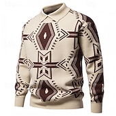 preiswerte Herrenpullover-Herren Pullover Strickpullover Gerippt Stricken Standard Strick Raute Kargen Modisch Basic Freizeitskleidung Verabredung Bekleidung Herbst Winter Schwarz Rote S M L