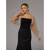 abordables enveloppes d&#039;invité de mariage-boléro en maille protection solaire manches longues bouffantes transparent cache-épaules boléro en tulle organza de mariée mode invité de mariage écharpe femme tout-assorti printemps&amp;amp;robe d&#039;été