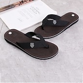 billige Uformelle sandaler-svarte flip-flop-sandaler for menn med polstret såle - komfortabelt uformelt strand- og sommersko
