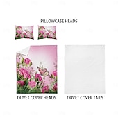 economico Set copripiumino-fiori farfalle piante fiori stampe set di tre pezzi piumone per camera da letto hotel camera degli ospiti biancheria da letto set comodo 1 set piumone 2 federe set letto matrimoniale set da 2 pezzi