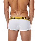 cheap Men's Boxers Underwear-Men's 1 PCS Boxers Underwear Boxer Shorts Patchwork Nylon Breathable Soft Comfortable Letter Mid Rise Black White