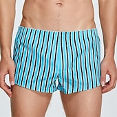 abordables Bóxer de hombre-Hombre 1 pc Boxer Boxers Cintura elástica 100% Algodón Transpirable Suave Cómodo Raya Tiro Medio Blanco Amarillo