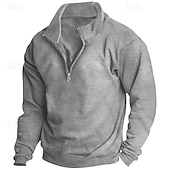 cheap Basic Sweatshirts-Men&#039;s Sweatshirt Polar Fleece Quarter Zip Sweatshirt Black White Wine Red Gray Half Zip Plain Sports &amp; Outdoor Daily Holiday Streetwear Basic Casual Fall &amp; Winter Clothing Apparel Hoodies Sweatshirts