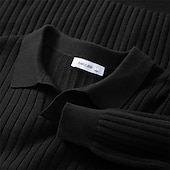 preiswerte Herrenpullover-Herren Pullover Pullover Polopullover Gerippt Stricken Standard Strick Glatt Kargen Modisch Basic Urlaub Freizeitskleidung Bekleidung Herbst Winter Schwarz Weiß M L XL