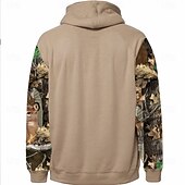 tanie Kaptury myśliwskie-Męskie Kamuflaż Jeleń Bluza z Kapturem Bluzy Kowboj Codzienny Długi rękaw Kaptur Łowiectwo Streetwear Brązowy Zielony Khaki Kieszeń Druk 3D Jesień Zima Projektant S M L XL XXL XXXL