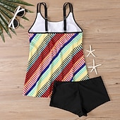 abordables Tankinis-Mujer Bañadores Tankini Traje de baño Vacaciones Tropical Bloque de color Sin Mangas Trajes de baño