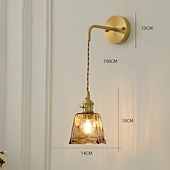 cheap Indoor Wall Lights-Modern Brass Wall Light Minimalist Sconces with Tea Color Glass Shade Wall Lamps with 90° Up and Down Adjustment 110-240V