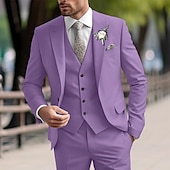 economico Abiti da matrimonio-Uomo Feste Balli di fine anno Completi Rosa Viola Moda Affari Tinta unita Vestibilità standard 3 pezzi Monopetto Due Bottoni