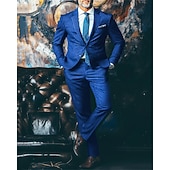 abordables Blazers Clásicos para Hombres-Hombre Trajes chaqueta Negocio Fiesta de Cóctel Fiesta de Boda Moda Casual Primavera &amp; Otoño Poliéster Rayas Botones Bolsillo Cómodo Botonadura Simple Chaqueta de sport Amarillo Azul Piscina Morado