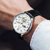 cheap Mechanical Watches-New Olevs Brand Men&#039;S Business Stainless Steel Band Watch Moon Phase Double Calendar 24-Hour Indication Automatic Mechanical Watch Simple Leisure Sports Men&#039;S Wristwatch