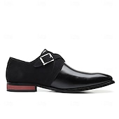 economico Semi-formale-scarpe da uomo con cinturino alla caviglia in pelle sintetica e pelle scamosciata bicolore – eleganti scarpe eleganti con fibbia per occasioni formali