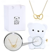 cheap Wedding Decorations-Eternal Rose Bear with Necklace,Valentines Day Gifts for Her Romantic Gift for Valentines Day, Wedding, Mothers Day and Anniversary