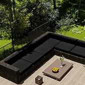 abordables Funda para Cojines de Patio-2 fundas de cojín para patio, 100 % impermeables, para sofá de exterior, de mimbre, funda de asiento de sofá impermeable, funda de silla de mimbre Oxford, protector de muebles