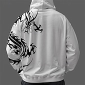 cheap Men&#039;s 3D Hoodies-Men&#039;s Graphic Dragon Hoodie Hoodies Sweatshirt Hoodie Long Sleeve Hooded Sweatshirt Hooded Fashion 3D Print Sports Outdoor Holiday Vacation Black White Print Front Pocket Spring &amp;  Fall Designer