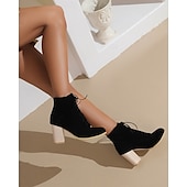 baratos Botas da moda-Botas femininas de salto alto com cadarço e salto bloco – calçados estilosos de inspiração vintage para o outono e roupas casuais
