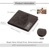 ieftine Pentru bărbați-Portofel din piele gravat cu foto personalizat cadou perfect pentru tată portofel pliant pentru bărbați soț fiu Ziua Tatălui zi de naștere Crăciun aniversare