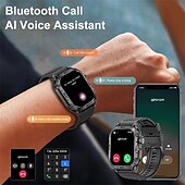 お買い得  スマートウォッチ-k63 スマートウォッチ 1.96 AMOLED スクリーン Bluetooth 通話 スポーツトラッカー 380mAh 長時間スタンバイ 健康モニター メンズ スマートウォッチ
