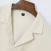 abordables Polo classique pour homme-Homme Polos gaufrés Polos Plein Air Entreprise Collier cubain manche longue Mode basique Couleur unie Col en V Automne Hiver Toutes Saisons Standard Noir Blanche Bleu Kaki Grise Polos gaufrés