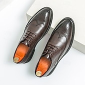 abordables Officiel-chaussures richelieu marron pour hommes avec bout d&#039;aile et semelle en caoutchouc - chaussures formelles classiques pour les affaires, le bureau et les événements spéciaux