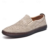levne Pánské nazouváky a mokasíny-pánské prodyšné slip-on mokasíny - perforovaná ležérní obuv z umělého semiše s tkanými detaily a protiskluzovou podrážkou