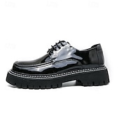 abordables Semi-formel-chaussures oxford à plateforme en similicuir verni pour hommes avec semelle crantée épaisse - chaussures formelles et décontractées élégantes pour le bureau, les événements et les fêtes