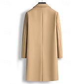 billiga Trenchcoat för män-Herr Rock Trenchcoat Lång trenchcoat Dagligen Semester Höst vinter Polyester Vindtät Mjuk Ytterkläder Kläder Mode Klassisk Slät Ficka Kavajslag Dubbelknäppt