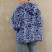 preiswerte Herrenjacken &amp; Herrenmäntel-Herren Winterjacke Fleecejacke Mantel aus Kunstpelz Täglich Urlaub warm Tasche Vlies Herbst Winter Leopard-Druck Modisch Strassenmode Mit Kapuze Standard Gelb Blau Grün Jacken