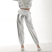 cheap Bottoms-1980s Hip Hop Shiny Metallic Pants Jogger Pants Color Block Women&#039;s Carnival Costume Carnival Mardi Gras Performance Party Pride Parade Adults&#039; Pants