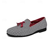 preiswerte Lässig-elegante Herren-Loafer mit Hahnentrittmuster und Quaste - perfekt für Hochzeiten und Partys