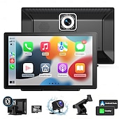 abordables Électronique automobile-Écran tactile de 9 pouces pour Apple CarPlay Android Auto Mirror Link Bluetooth Récepteurs radio stéréo de voiture portables Navigation GPS avec caméra de tableau de bord 4K 1080p Caméra de recul