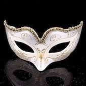 abordables Mascarilla-Arlequina Máscara de carnaval Máscara veneciana Colombina Adulto Mujer Media cara Fiesta Mascarada Carnaval de Venecia Víspera de Todos los Santos Carnaval Mardi Gras Disfraz de carnaval fácil
