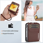 economico Cover Samsung-telefono Custodia Per Samsung Galaxy Z Flip 7 Z Flip 6 Z Flip 5 Z Flip 4 Z Flip 3 Copertura Posteriore con Cordino Slot per Carte Resistente agli urti Retrò TPU Pelle PU
