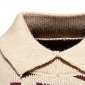 preiswerte Herrenpullover-Herren Pullover Strickpullover Gerippt Stricken Standard Strick Raute Kargen Modisch Basic Freizeitskleidung Verabredung Bekleidung Herbst Winter Schwarz Rote S M L