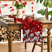 abordables Chemins de Table-chemin de table rose pour la Saint-Valentin, décoration de table florale romantique avec un élégant design de rose, parfait pour ajouter une touche d&#039;amour et d&#039;élégance à votre dîner de la
