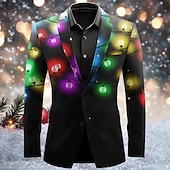 billiga Christmas Light Outfit-Herr Glödlampa Långärmad Nedvikt Artistisk Ledigt Festkvällskläder Dagligen Knappar 3D-utskrift Flera fickor
