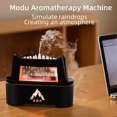 preiswerte Luftbefeuchter und Luftentfeuchter-Diffusoren für ätherische Öle mit Flammen und Regentropfen, Duftdiffusor für die Schlafzimmer-Aromatherapie, Luftdiffusor, Aroma-Defuser, 300 ml, mit zeitgesteuertem, düsterem Niederschlag und Regentropfen