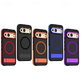 お買い得  その他のスマホケース-電話 ケース 用途 グーグル ピクセル9プロ ピクセル9プロXL ピクセル9 バックカバー スタンド付き 磁石バックル 耐衝撃 レトロ風 PC シリコーン