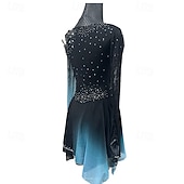cheap Figure Skating Dresses-Figure Skating Dress Women&#039;s Girls&#039; Ice Skating Dress Black Patchwork Thumbhole Mesh Spandex Stretchy Training Practice Professional Skating Wear Thermal Warm Crystal / Rhinestone Long Sleeve Ice